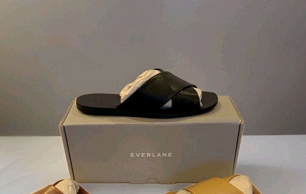 Copied - NEW Everlane THE DAY Black Leather CROSSOVER SANDAL 6